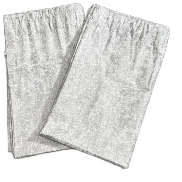DKNY "Mineral" Two Rod Pocket Panels 100% Cotton 50" x 86" Metallic Silver Taupe - Picture 2 of 4
